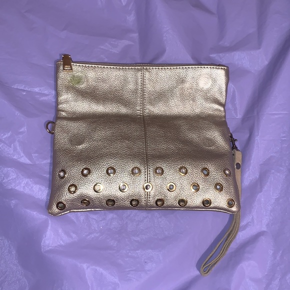 2/$15 💵 Metallic Gold Bag...Clutch/Wristlet. Accessorize Gold Eyelets - Picture 3 of 7